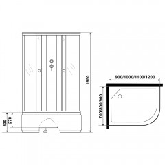 Душевая кабина Niagara Promo P90/80/40L/MT/BK