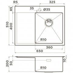 Мойка кухонная Omoikiri Akisame 65-LG-R