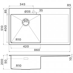 Мойка кухонная Omoikiri Akisame 86-IN-L