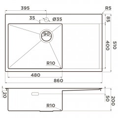 Мойка кухонная Omoikiri Akisame 86-Side-GB-L