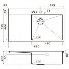 Мойка кухонная Omoikiri Akisame 86-Side-GB-R