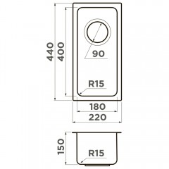 Мойка кухонная Omoikiri Tadzava 22-U/I-Ultra-15-IN