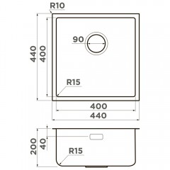 Мойка кухонная Omoikiri Tadzava 44-U/I-Ultra-15-IN