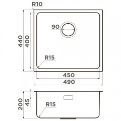 Мойка кухонная Omoikiri Tadzava 49-U/I-Ultra-15-IN