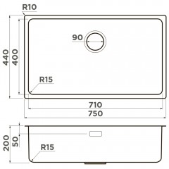 Мойка кухонная Omoikiri Tadzava 75-U/I-Ultra-15-IN