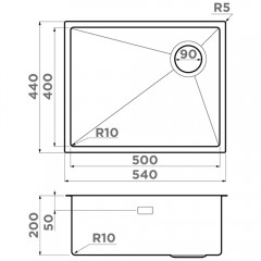 Мойка кухонная Omoikiri Taki 54-U/IF-Side-SF-GB