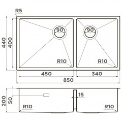 Мойка кухонная Omoikiri Taki 85-2-LB-U/IF-Side-IN