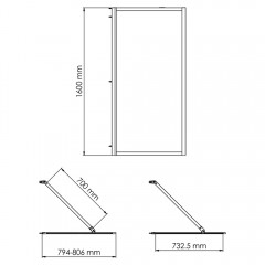 Шторка на ванну WasserKRAFT Abens 20W01-80 Brushed nickel Fixed