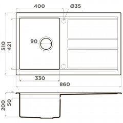 Мойка кухонная Omoikiri Kitagawa 86-GB