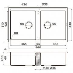 Мойка кухонная Omoikiri Kitagawa 86-2-WH