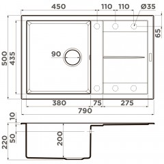 Мойка кухонная Omoikiri Sumi 79A-GB