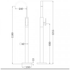 Смеситель для раковины напольный Abber Wasserfall AF8640