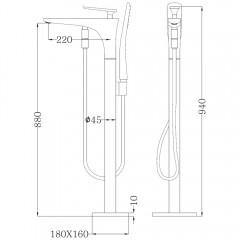 Смеситель для ванны напольный Abber Zeitlos AF8915W