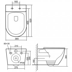 Инсталляция SantiLine SL-01 + унитаз SantiLine SL-5025 безободковый торнадо с сиденьем