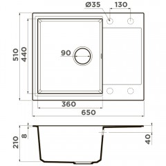 Мойка кухонная Omoikiri Daisen 65T-BE