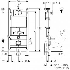 Инсталляция Geberit 458.163.21.1 + кнопка смыва Delta30 115.137.21.1 + унитаз Bloomix Modern 2.0 T120208R/UF1 безободковый с сиденьем