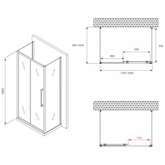 Душевое ограждение Abber Schwarzer Diamant AG30180BH-S100B-S100B