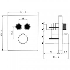 Смеситель для душа встраиваемый Vincea Inspire VSCV-321T-MMB термостат