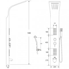 Душевая панель Cerutti Virginia BK CT9989