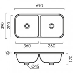 Раковина врезная Cerutti Double Dorris CT9280