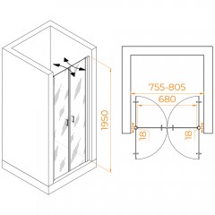 Душевая дверь RGW Passage PA-104Gb 80 060810408-16