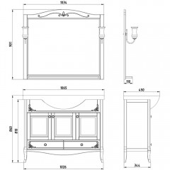 Зеркало ASB-Woodline Салерно 105 белый массив ясеня