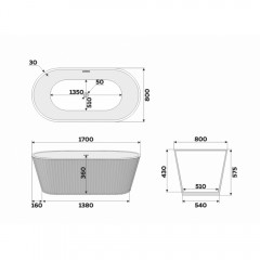 Ванна акриловая Delice France Caresse 170x80 синий DLR440101Bu