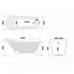 Ванна акриловая Delice France Vintage 162x69 чёрный DLR440105Bk