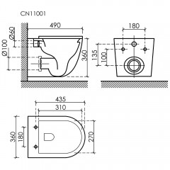 Унитаз подвесной Ceramica Nova Uno CN11001 безободковый