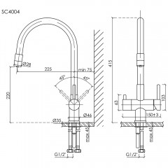 Смеситель для кухни Sancos Lucia SC4004GG