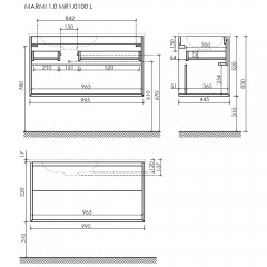 Тумба под раковину Sancos Marmi 1.0 MR1.0100LEG