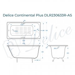 Ванна чугунная Delice France Continental Plus 150x70 DLR230633R-AS