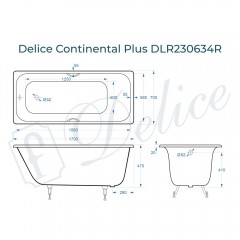 Ванна чугунная Delice France Continental Plus 170x70 DLR230634R