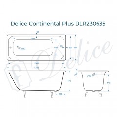 Ванна чугунная Delice France Continental Plus 170x75 DLR230635