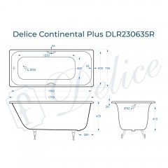 Ванна чугунная Delice France Continental Plus 170x75 DLR230635R