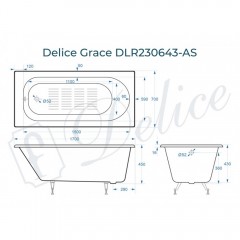 Ванна чугунная Delice France Grace 170x70 DLR230643-AS