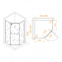 Душевое ограждение RGW Passage PA-081B 100x100 35088100-24