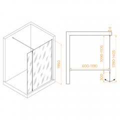 Душевое ограждение RGW Walk In WA-051 110 351005113-11
