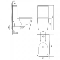 Унитаз SantiLine SL-5024 моноблок безободковый