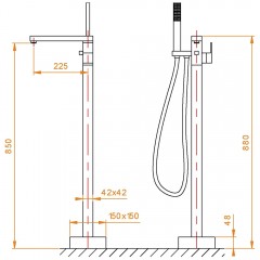 Смеситель для ванны напольный RGW SP-350