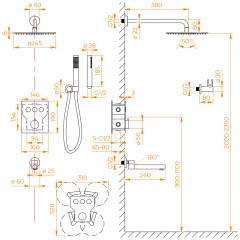 Душевая система встраиваемая RGW SP-370 термостат