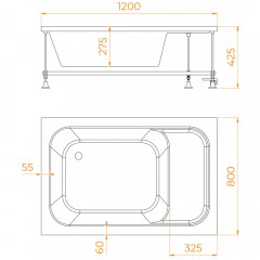 Поддон акриловый RGW Acryl BC/L 80x120 16180682-91