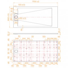 Поддон из стеклопластика RGW SMC TUS-W 80x170 553702817-01