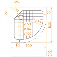 Поддон из стеклопластика RGW SMC/R-W 80x80 57350488-01