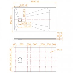 Поддон из стеклопластика RGW SMC TSS-W 80x140 553502814-01