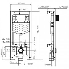 Инсталляция для подвесного унитаза WasserKRAFT Aller 10TLT.010.ME.MB01 с кнопкой смыва