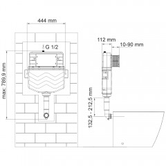 Бачок встраиваемый WasserKRAFT Aller 10TLT.031.ME.MB02 с кнопкой смыва