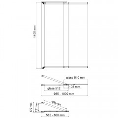 Шторка на ванну WasserKRAFT Dill 61S02-100 WasserSchutz Fixed