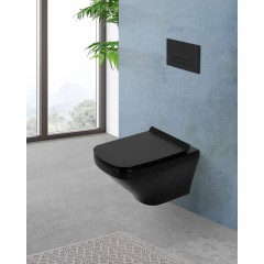 Унитаз подвесной BelBagno Sela BB3201CHR-MB+BB3201SC-MB безободковый