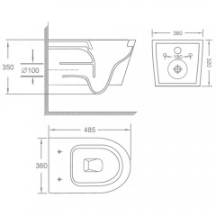 Унитаз подвесной BelBagno Uno-tor BB5177CH-TOR+BB5177SC безободковый торнадо